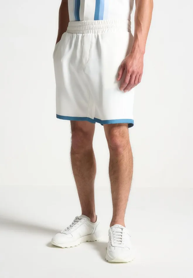 Manire De Voir Short Sets Manire De Voir Man Contrast Border Shorts 8211 WhiteBlue