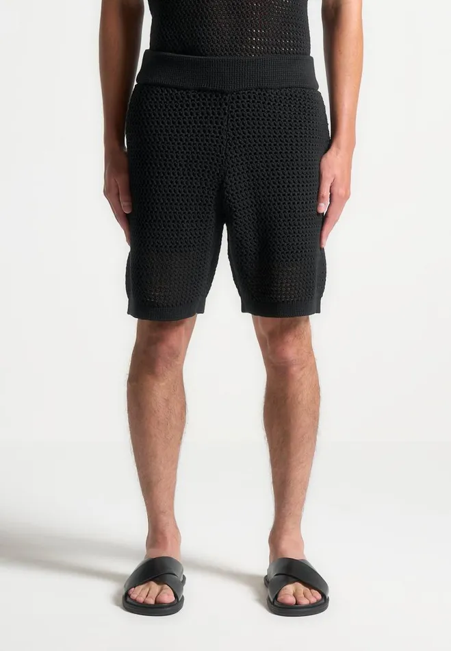 Manire De Voir Short Sets Manire De Voir Man Crochet Knit Shorts 8211 Black