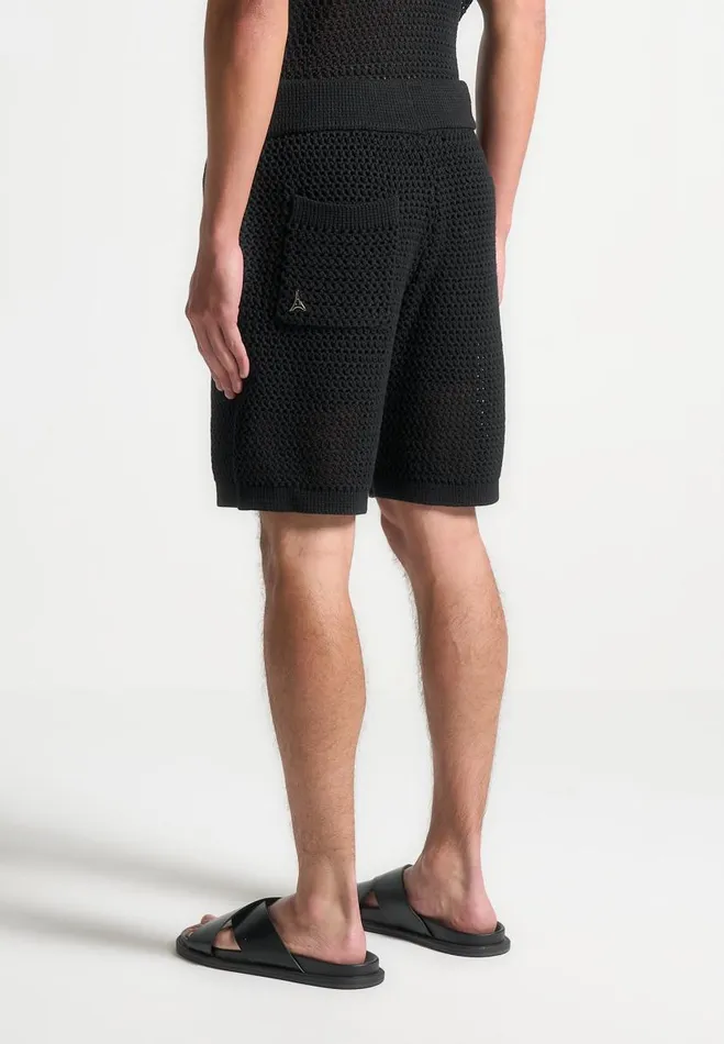 Manire De Voir Short Sets Manire De Voir Man Crochet Knit Shorts 8211 Black