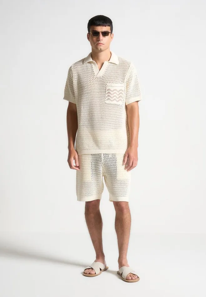 Manire De Voir Short Sets Manire De Voir Man Crochet Knit Shorts 8211 Cream