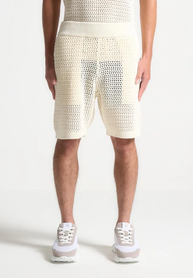 Manire De Voir Short Sets Manire De Voir Man Crochet Knit Shorts 8211 Cream