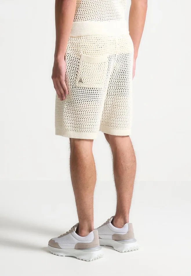 Manire De Voir Short Sets Manire De Voir Man Crochet Knit Shorts 8211 Cream
