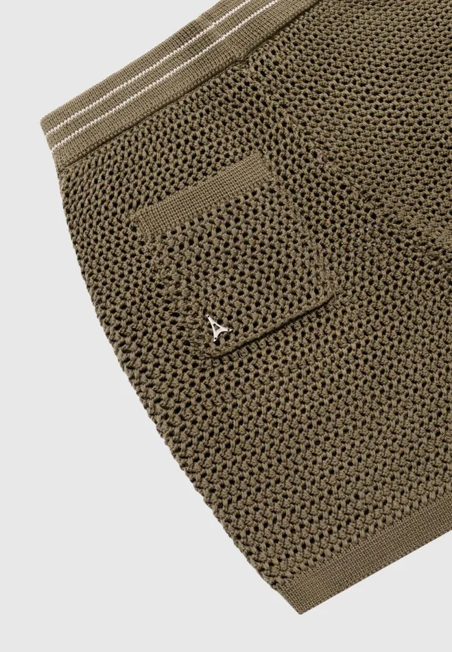 Manire De Voir Short Sets Manire De Voir Man Crochet Knit Stripe Shorts 8211 Khaki