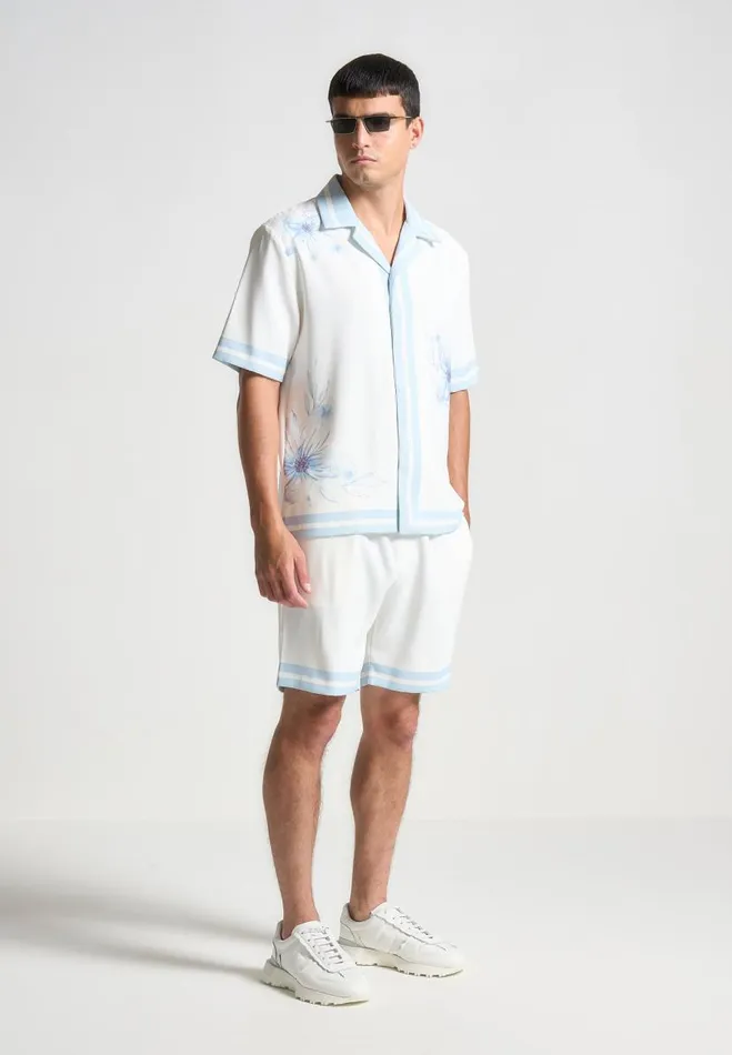 Manire De Voir Short Sets Manire De Voir Man Floral Border Shorts 8211 Blue
