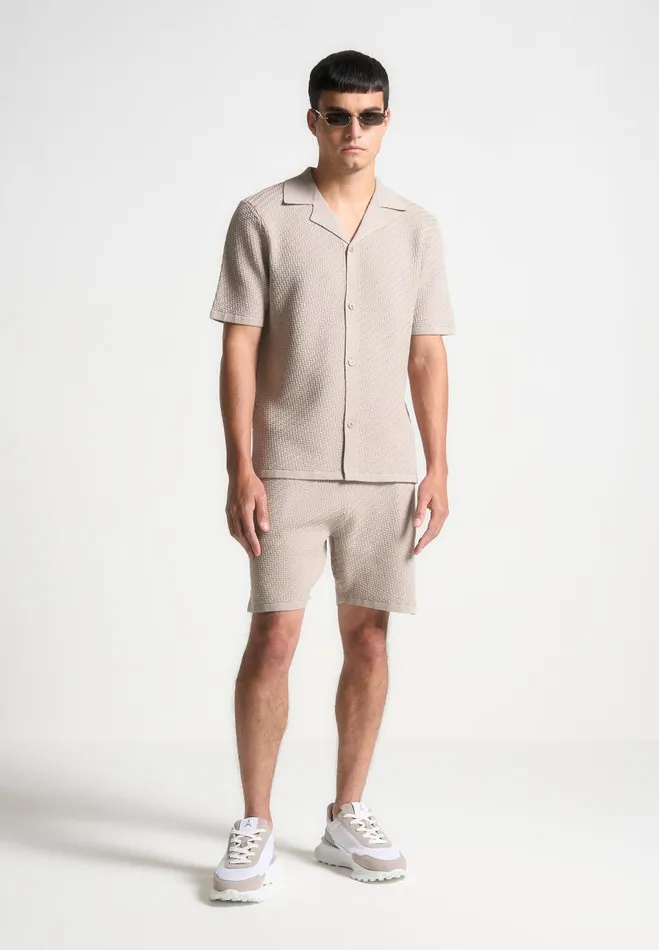 Manire De Voir Short Sets Manire De Voir Man Herringbone Knit Shorts 8211 Taupe Manire De Voir Short Sets Manire De Voir Man Herringbone Knit Shorts 8211 Taupe