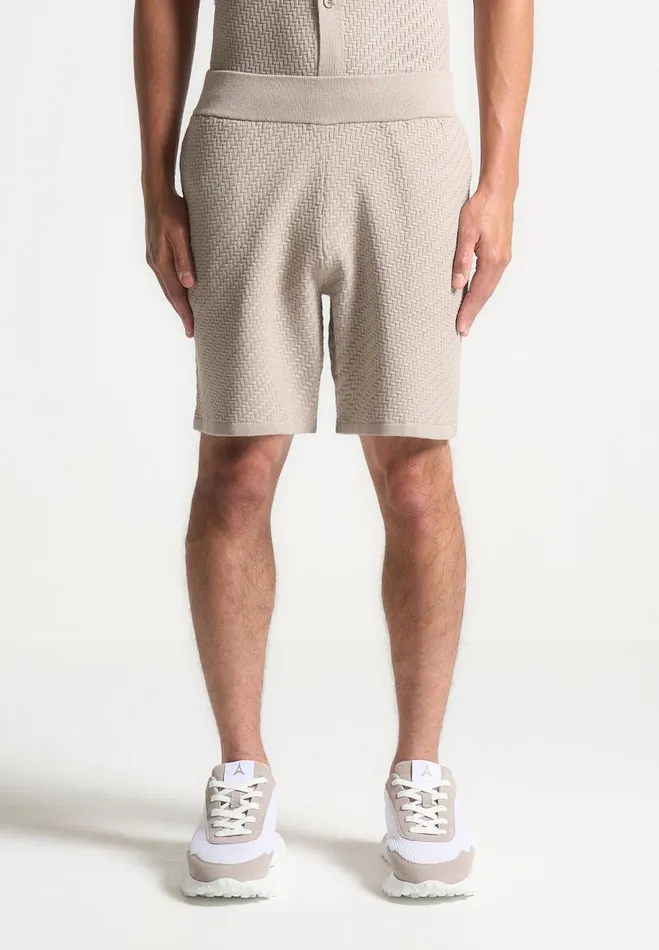 Manire De Voir Short Sets Manire De Voir Man Herringbone Knit Shorts 8211 Taupe