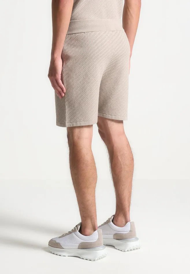 Manire De Voir Short Sets Manire De Voir Man Herringbone Knit Shorts 8211 Taupe