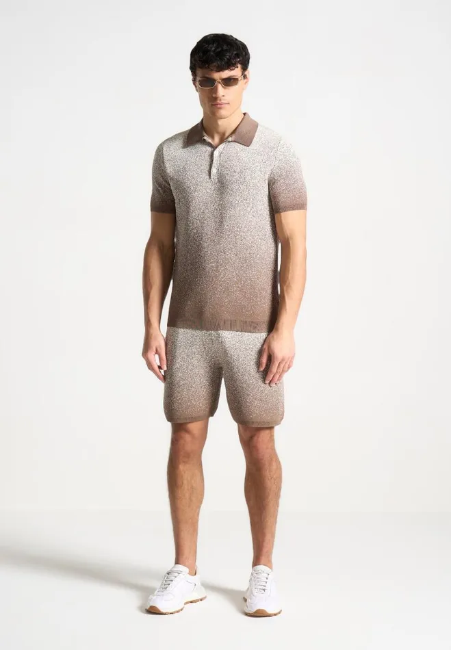 Manire De Voir Short Sets Manire De Voir Man Ombr Knit Shorts 8211 TaupeWhite Manire De Voir Short Sets Manire De Voir Man Ombr Knit Shorts 8211 TaupeWhite