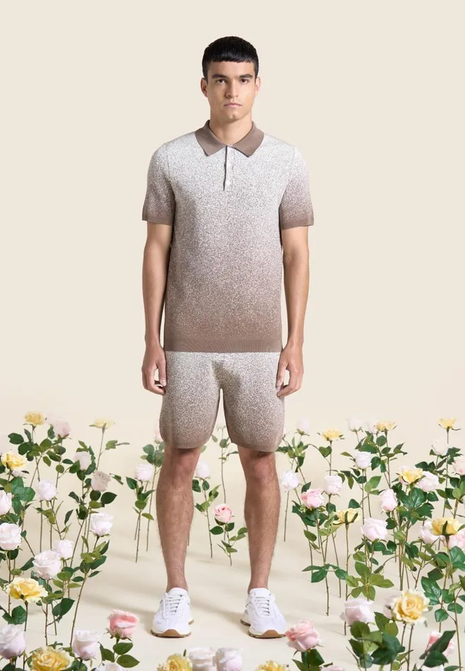Manire De Voir Short Sets Manire De Voir Man Ombr Knit Shorts 8211 TaupeWhite