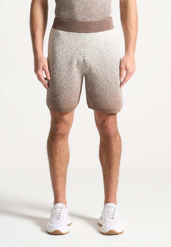 Manire De Voir Short Sets Manire De Voir Man Ombr Knit Shorts 8211 TaupeWhite