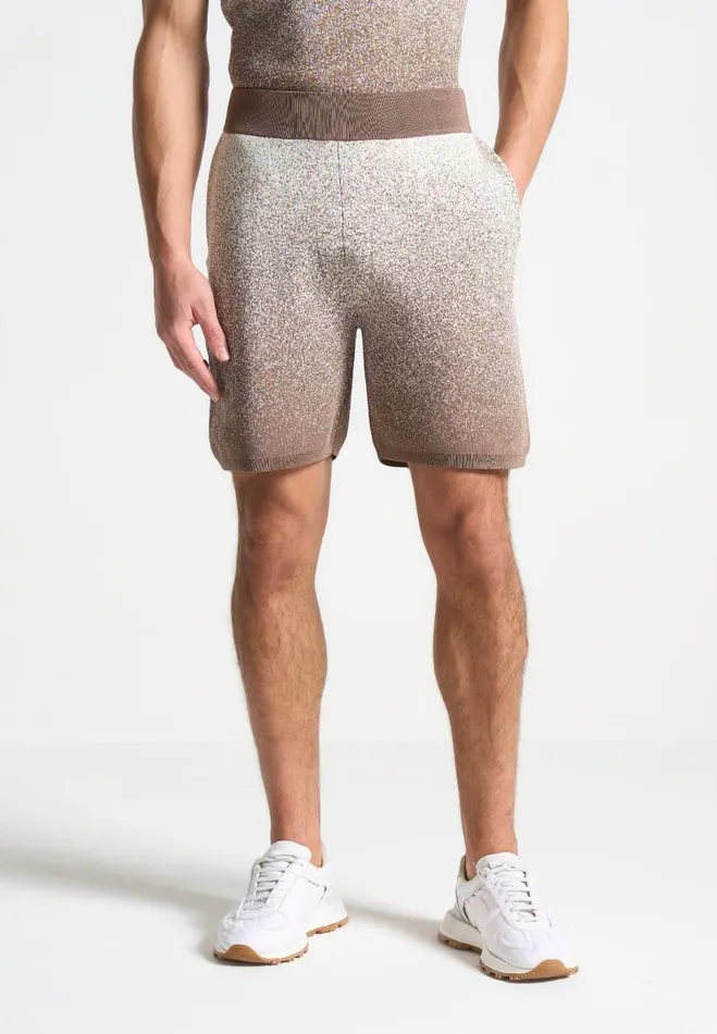 Manire De Voir Short Sets Manire De Voir Man Ombr Knit Shorts 8211 TaupeWhite