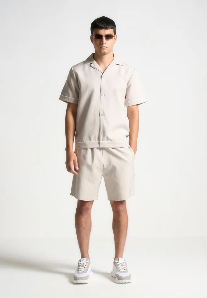 Manire De Voir Short Sets Manire De Voir Man Pinstripe Shorts 8211 Beige