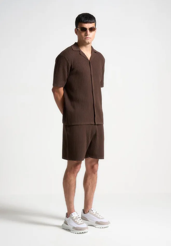 Manire De Voir Short Sets Manire De Voir Man Ribbed Knit Shorts 8211 Brown