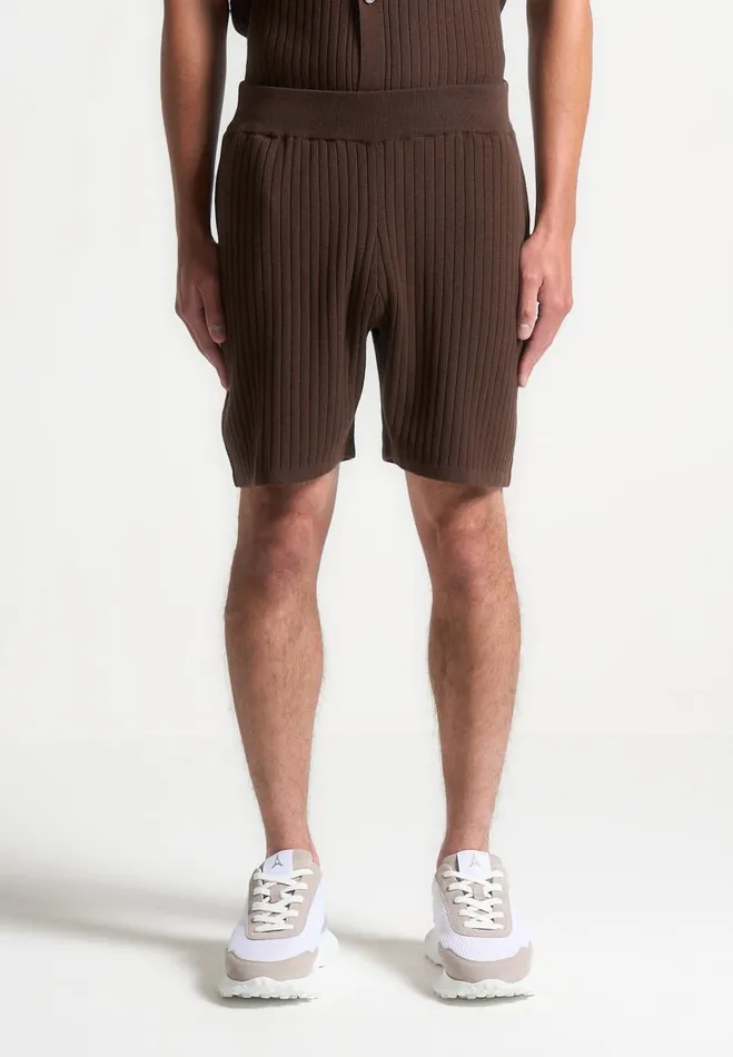 Manire De Voir Short Sets Manire De Voir Man Ribbed Knit Shorts 8211 Brown