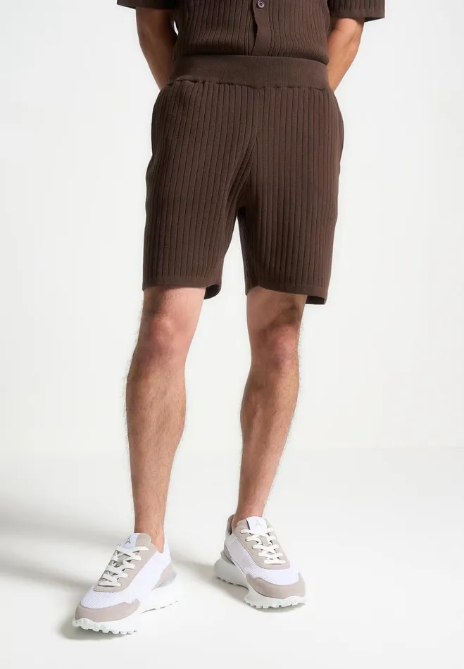 Manire De Voir Short Sets Manire De Voir Man Ribbed Knit Shorts 8211 Brown