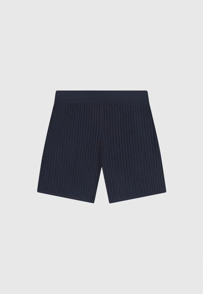 Manire De Voir Short Sets Manire De Voir Man Ribbed Knit Shorts 8211 Navy