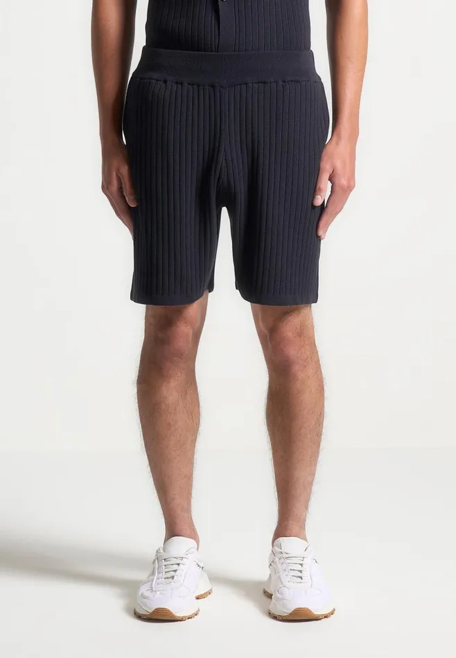 Manire De Voir Short Sets Manire De Voir Man Ribbed Knit Shorts 8211 Navy