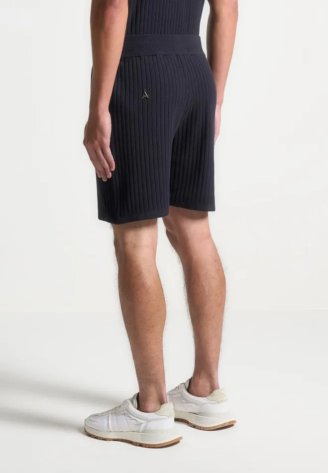 Manire De Voir Short Sets Manire De Voir Man Ribbed Knit Shorts 8211 Navy