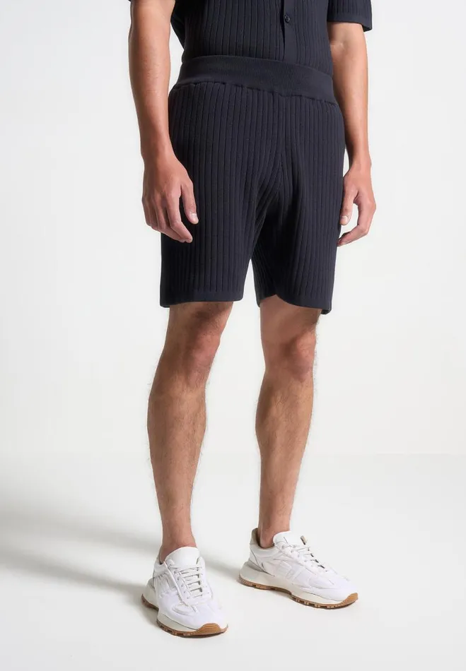 Manire De Voir Short Sets Manire De Voir Man Ribbed Knit Shorts 8211 Navy