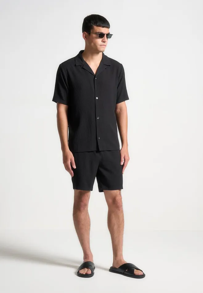 Manire De Voir Short Sets Manire De Voir Man Seersucker Shorts 8211 Black