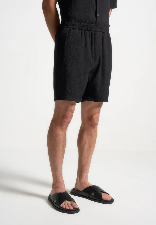 Manire De Voir Short Sets Manire De Voir Man Seersucker Shorts 8211 Black