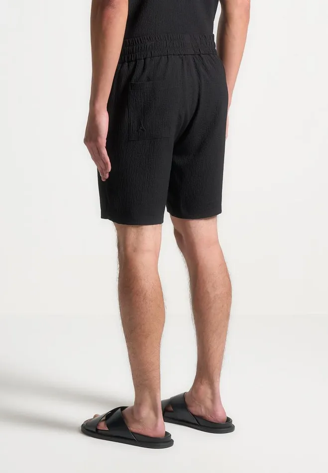 Manire De Voir Short Sets Manire De Voir Man Seersucker Shorts 8211 Black