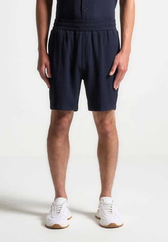 Manire De Voir Short Sets Manire De Voir Man Seersucker Shorts 8211 Navy