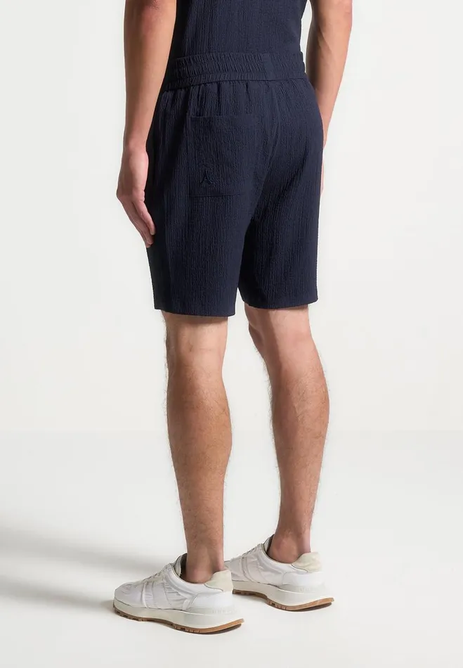Manire De Voir Short Sets Manire De Voir Man Seersucker Shorts 8211 Navy