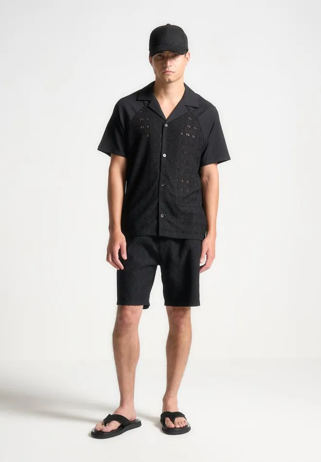 Manire De Voir Short Sets Manire De Voir Man Textured Shorts 8211 Black