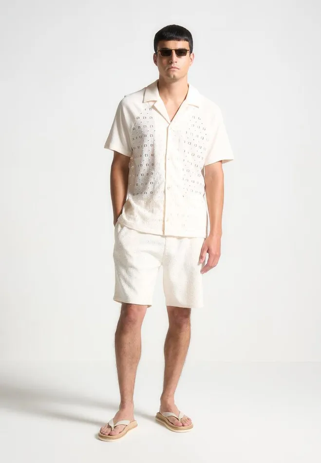 Manire De Voir Short Sets Manire De Voir Man Textured Shorts 8211 Cream