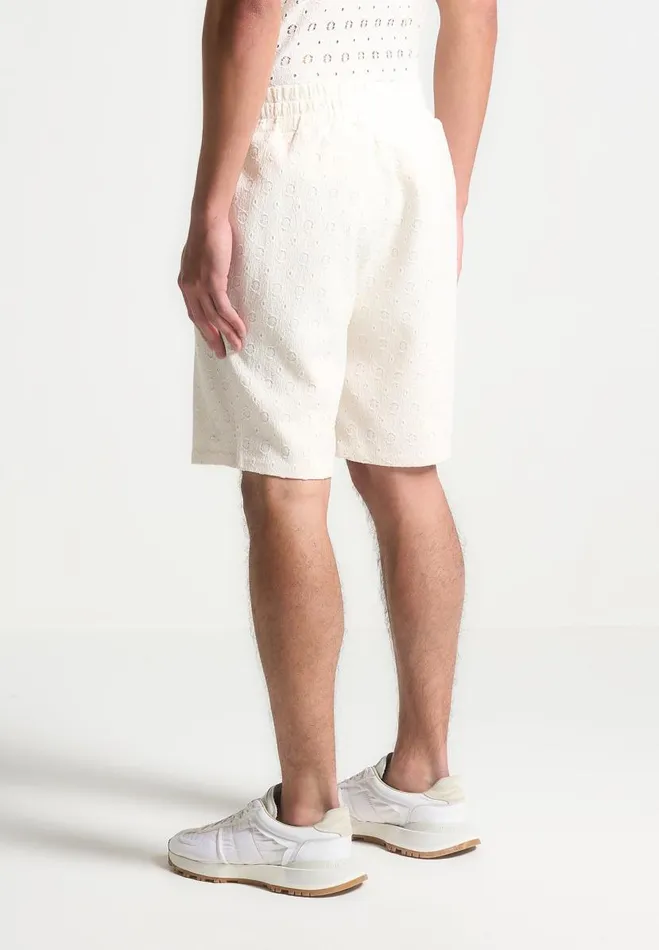 Manire De Voir Short Sets Manire De Voir Man Textured Shorts 8211 Cream