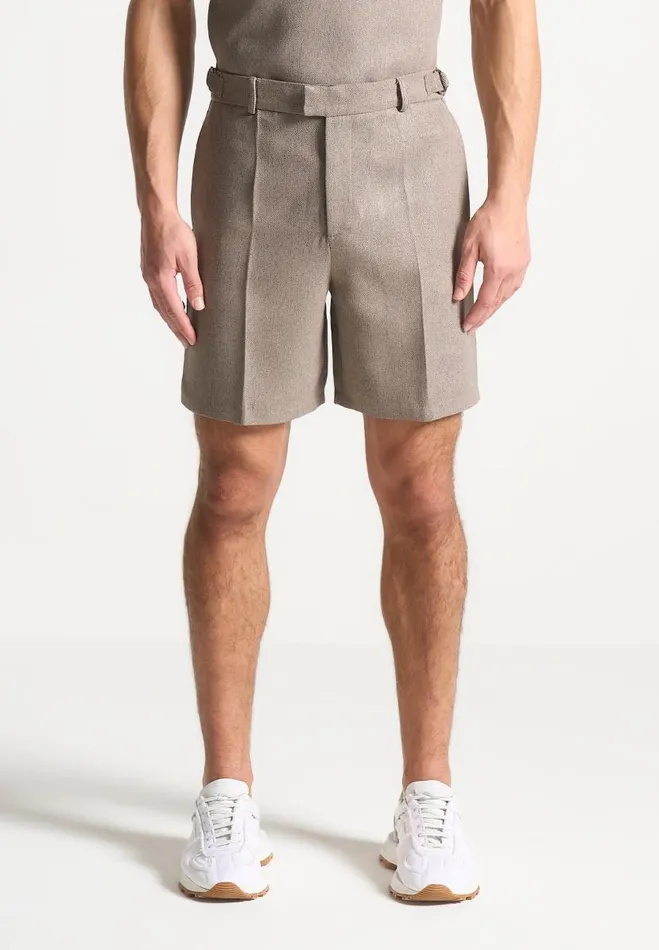 Manire De Voir Short Sets Manire De Voir Man Textured Tailored Shorts 8211 Taupe Manire De Voir Short Sets Manire De Voir Man Textured Tailored Shorts 8211 Taupe