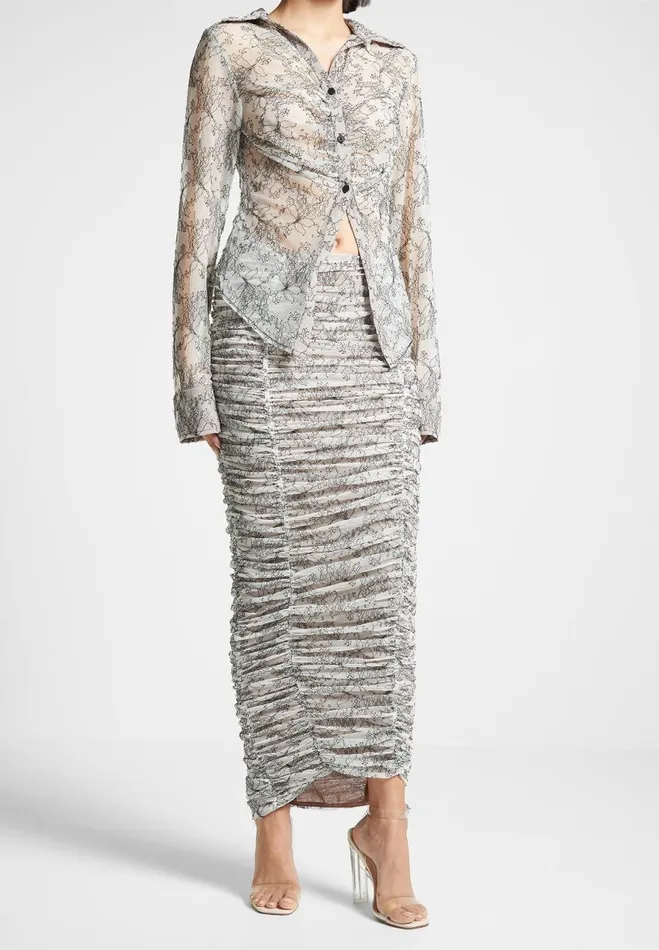 Manire De Voir Skirts Manire De Voir Woman Ruched Lace Asymmetric Midaxi Skirt 8211 Off White Manire De Voir Skirts Manire De Voir Woman Ruched Lace Asymmetric Midaxi Skirt 8211 Off White