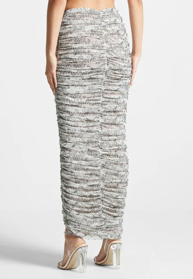 Manire De Voir Skirts Manire De Voir Woman Ruched Lace Asymmetric Midaxi Skirt 8211 Off White