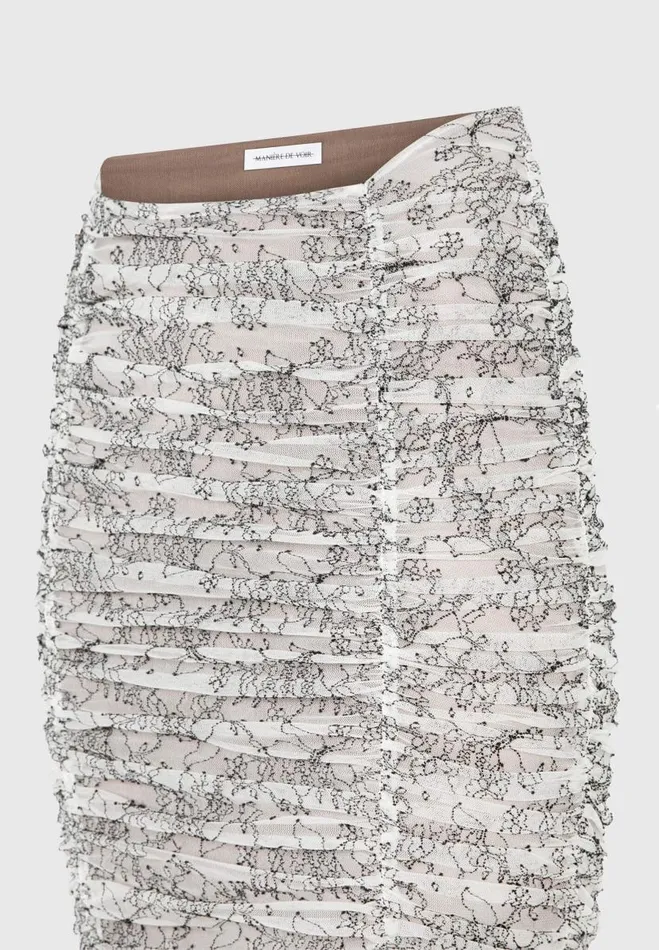 Manire De Voir Skirts Manire De Voir Woman Ruched Lace Asymmetric Midaxi Skirt 8211 Off White