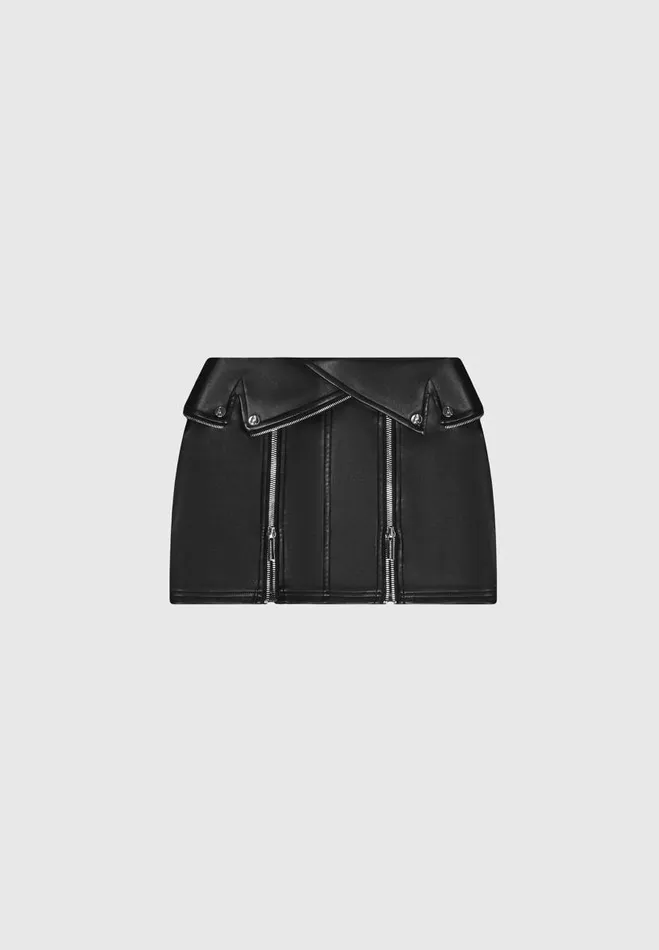Manire De Voir Skirts Manire De Voir Woman Vegan Leather Biker Mini Skirt 8211 Black