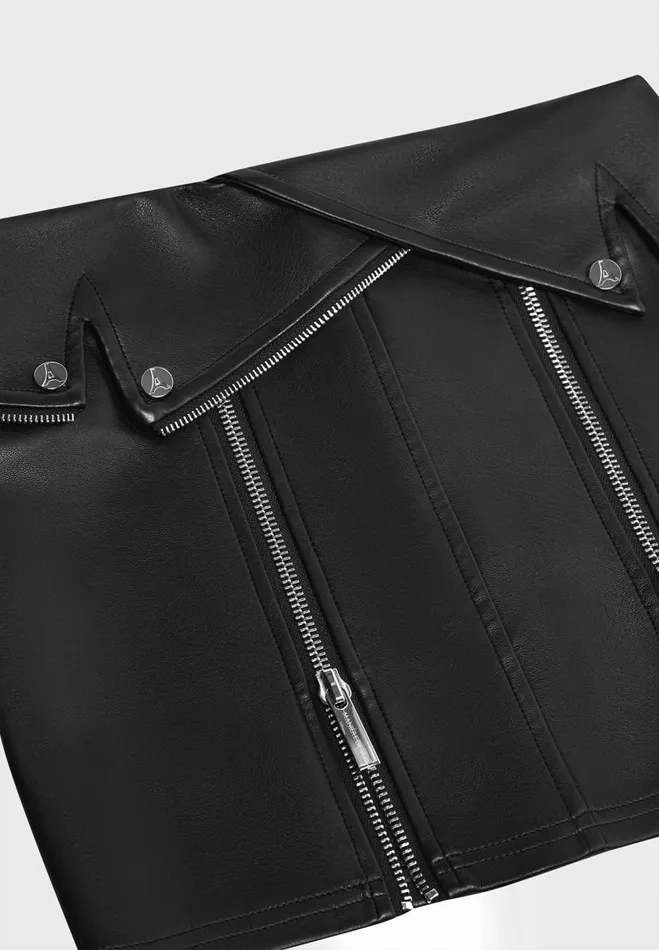 Manire De Voir Skirts Manire De Voir Woman Vegan Leather Biker Mini Skirt 8211 Black