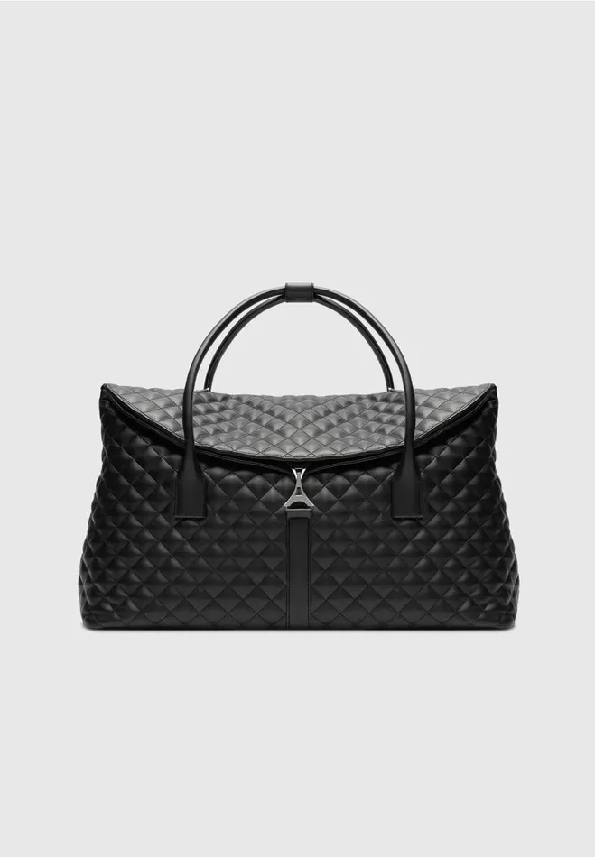 Manire De Voir Summer Accessories Manire De Voir WomanManire De Voir Man Vegan Leather Diamond Quilted Travel Bag 8211 Black Manire De Voir Summer Accessories Manire De Voir WomanManire De Voir Man Vegan Leather Diamond Quilted Travel Bag 8211 Black