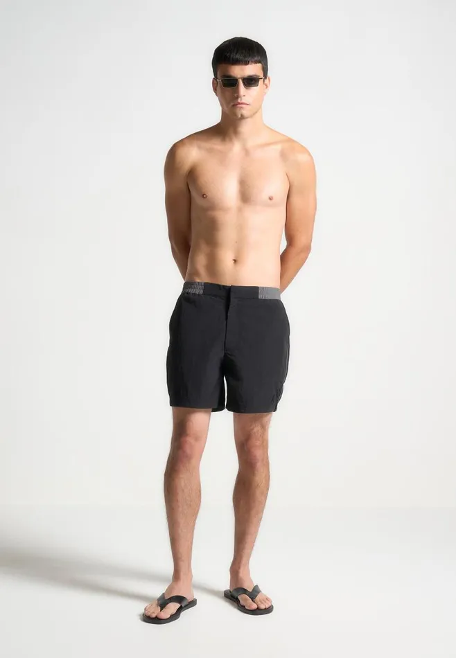 Manire De Voir Swim Manire De Voir Man Contrast Waistband Swim Shorts 8211 BlackGrey Manire De Voir Swim Manire De Voir Man Contrast Waistband Swim Shorts 8211 BlackGrey