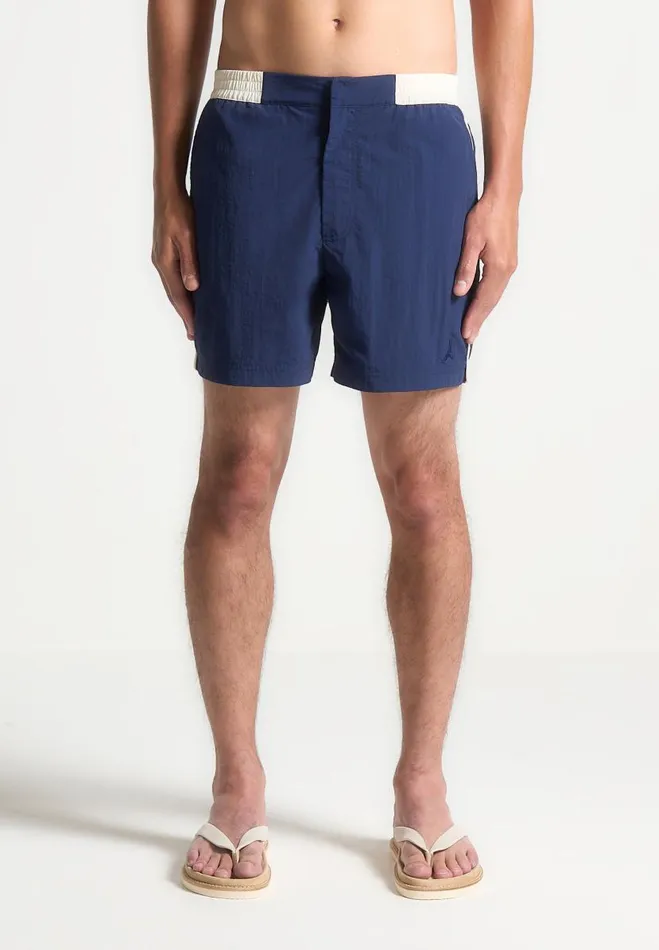 Manire De Voir Swim Manire De Voir Man Contrast Waistband Swim Shorts 8211 NavyCream