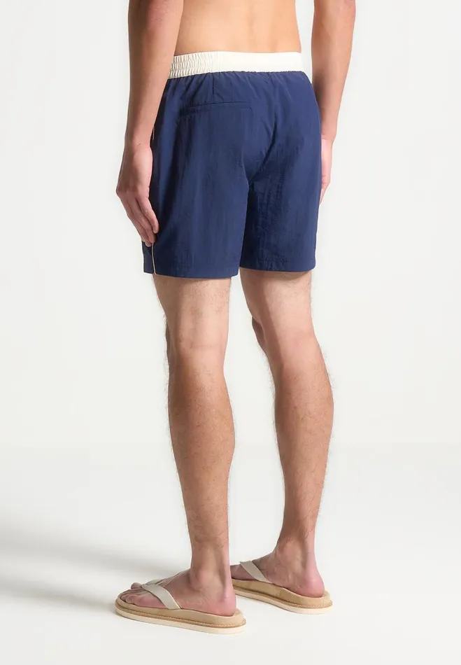 Manire De Voir Swim Manire De Voir Man Contrast Waistband Swim Shorts 8211 NavyCream