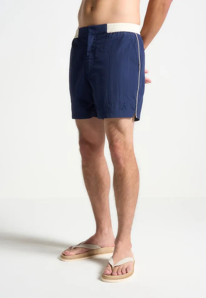Manire De Voir Swim Manire De Voir Man Contrast Waistband Swim Shorts 8211 NavyCream