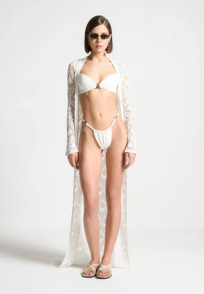 Manire De Voir Swim Manire De Voir Woman Eiffel Ruched Bikini Top 8211 Off White