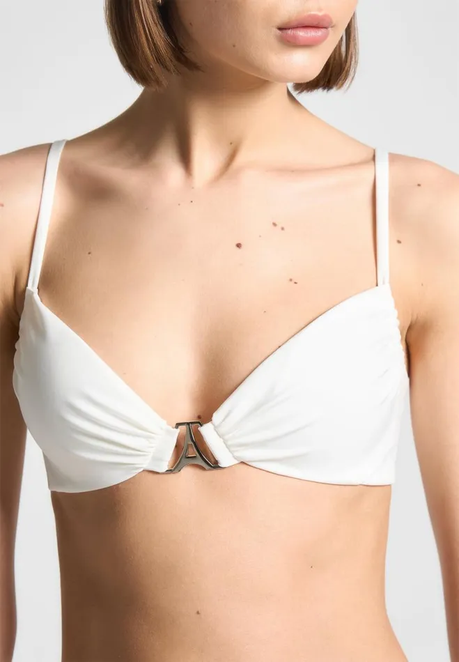 Manire De Voir Swim Manire De Voir Woman Eiffel Ruched Bikini Top 8211 Off White