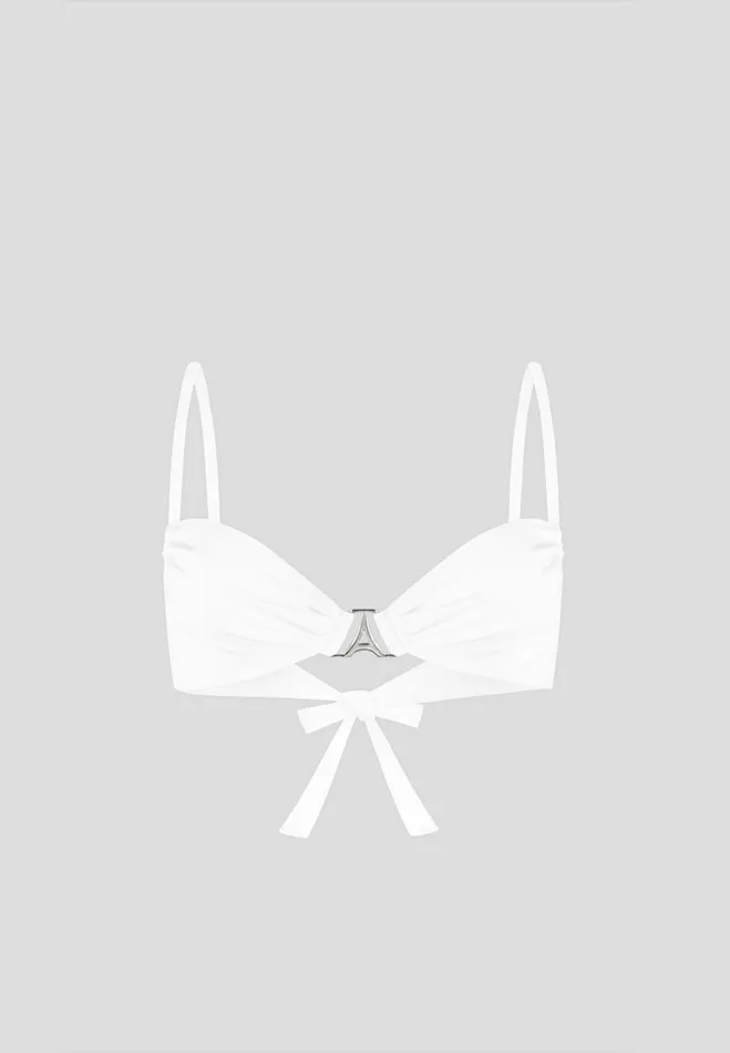 Manire De Voir Swim Manire De Voir Woman Eiffel Ruched Bikini Top 8211 Off White