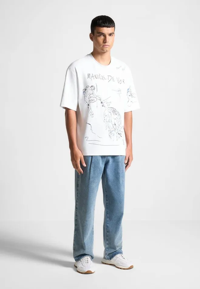 Manire De Voir TShirts and Tops Manire De Voir Man Graffiti TShirt 8211 White