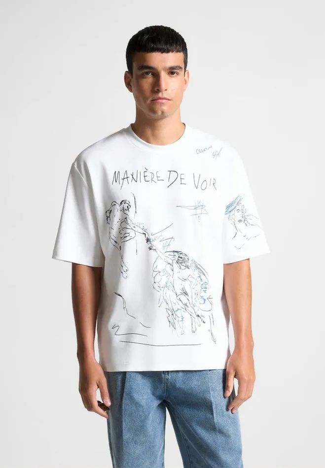Manire De Voir TShirts and Tops Manire De Voir Man Graffiti TShirt 8211 White