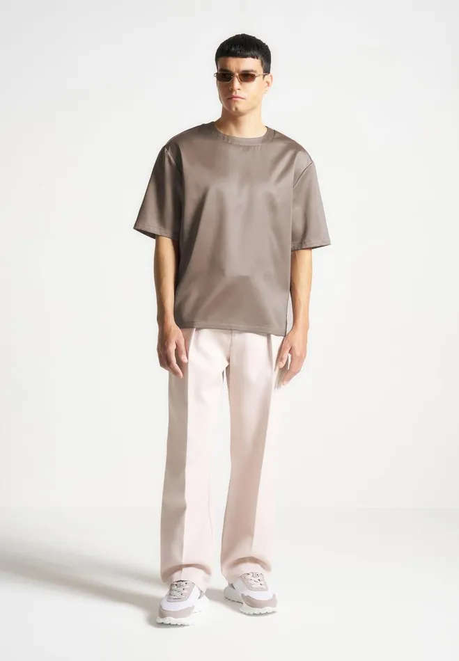 Manire De Voir TShirts and Tops Manire De Voir Man Satin Boxy Fit TShirt 8211 Taupe Manire De Voir TShirts and Tops Manire De Voir Man Satin Boxy Fit TShirt 8211 Taupe