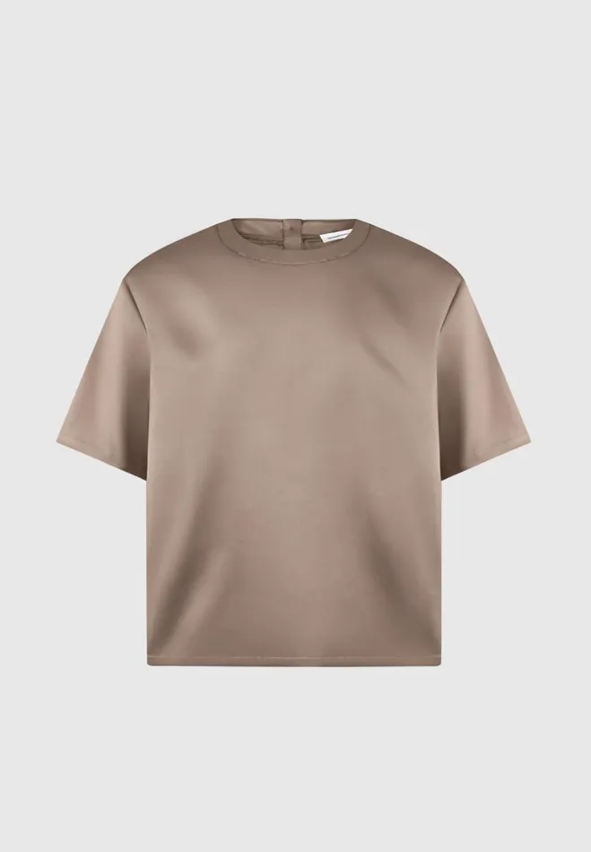 Manire De Voir TShirts and Tops Manire De Voir Man Satin Boxy Fit TShirt 8211 Taupe