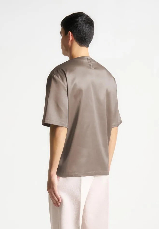Manire De Voir TShirts and Tops Manire De Voir Man Satin Boxy Fit TShirt 8211 Taupe